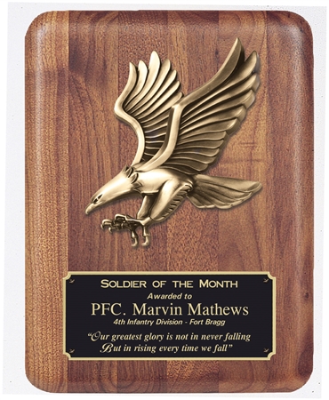 9 x 12 American Walnut Plaque with Eagle