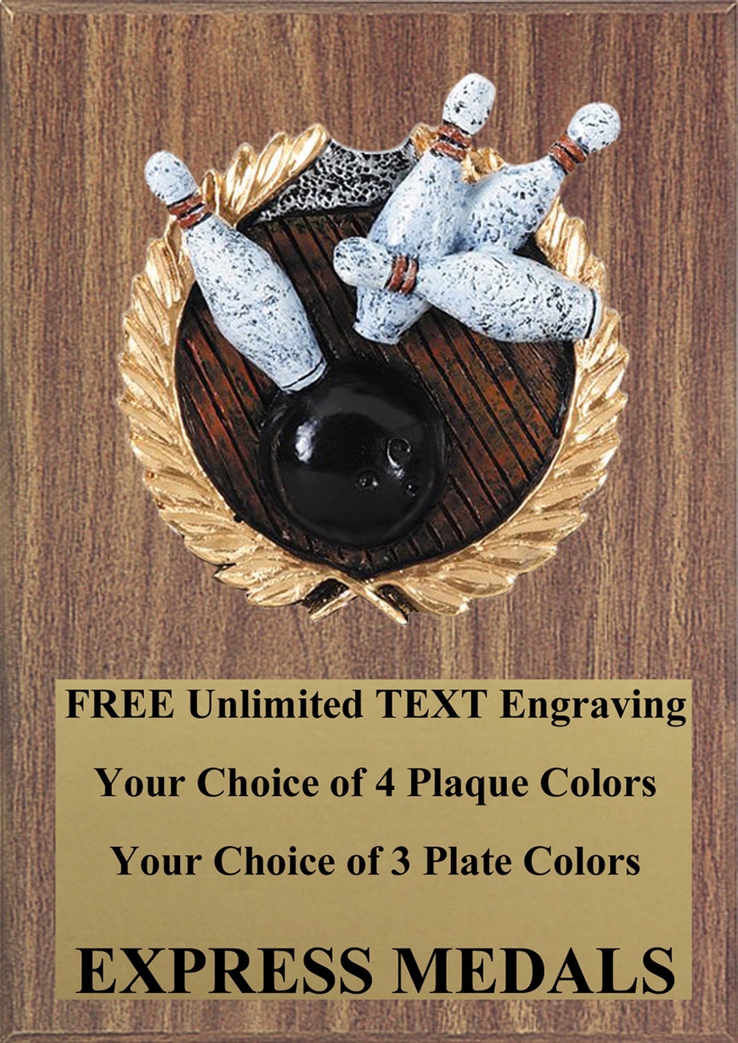Full Color Bowling Plaque 4x6 & 5x7 PM661-VL