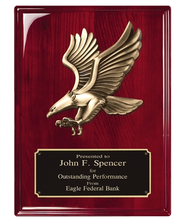 8 x 10 Rosewood Piano Finish Plaque with Eagle