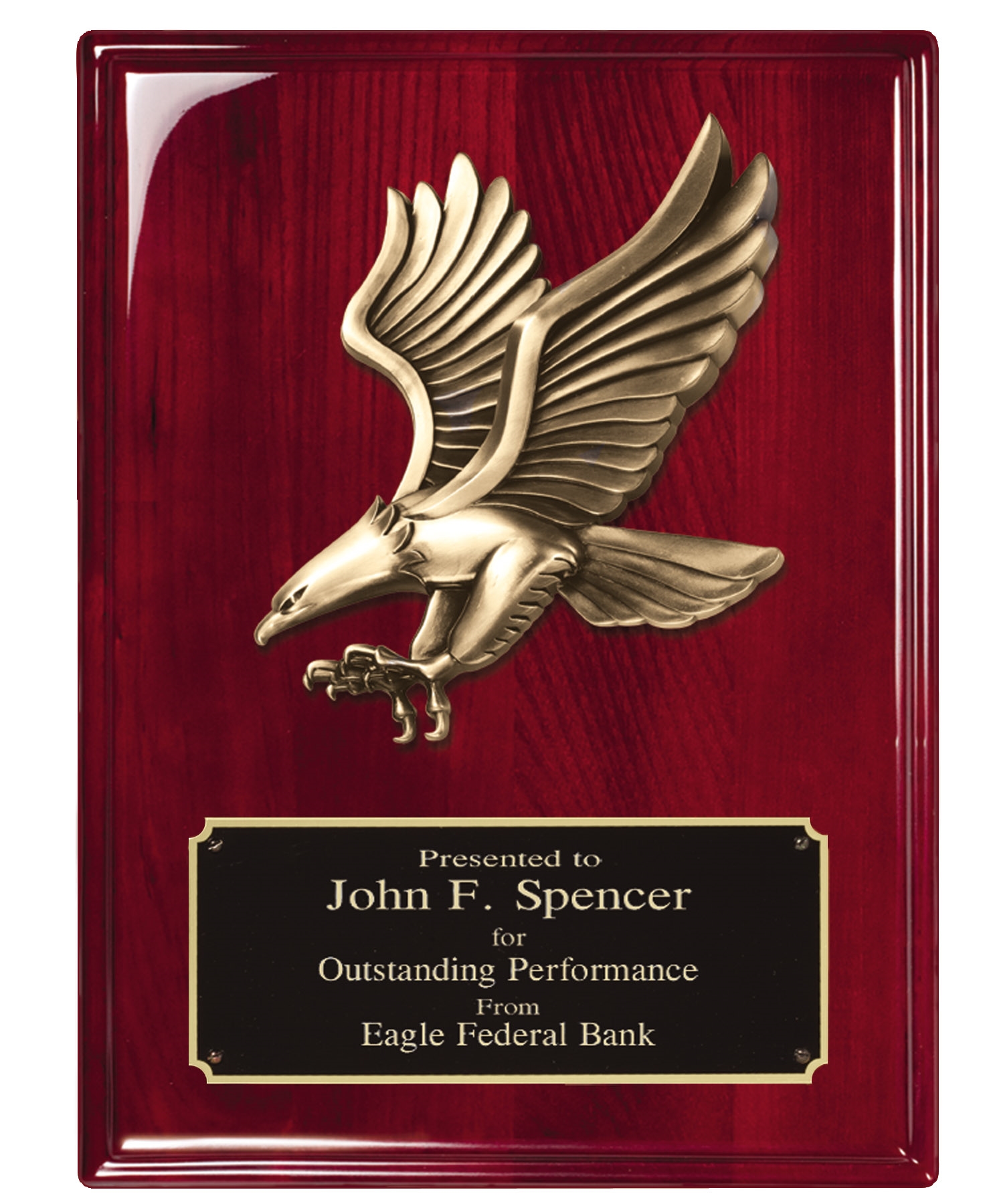9 x 12 Rosewood Piano Finish Plaque with Eagle
