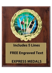 Cricket Wreath Plaque with 5 Lines of Free Engraved Text (3 sizes)