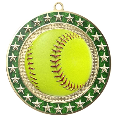 3" Radiant Star Softball Medal (RSM129)