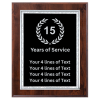15 Year Service Award 8" x 10" Plaque (VL810-PP170B-S-15YR)
