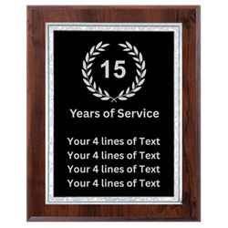 15 Year Service Award 8" x 10" Plaque (VL810-PP170B-S-15YR)