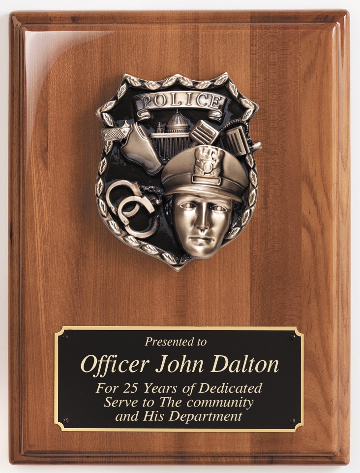 Police Walnut Plaque
