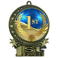 3" 1st Place Medal with Epoxy Dome XMD-D01