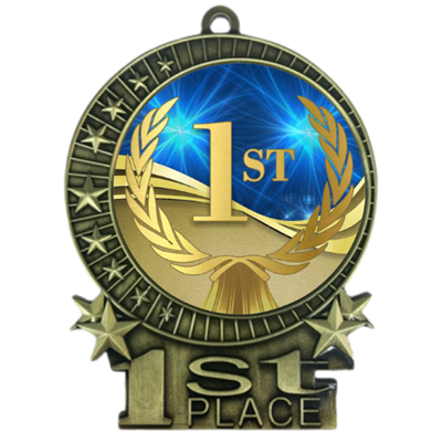 3" 1st Place Medal with Epoxy Dome XMD-D01
