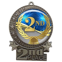 3" 2nd Place Medal with Epoxy Dome XMD-D02