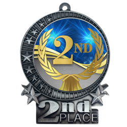 3" 2nd Place Medal with Epoxy Dome XMD-D02