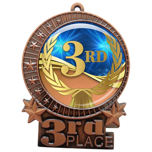 3" 3rd Place Medal with Epoxy Dome XMD-D03