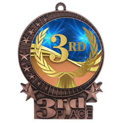 3" 3rd Place Medal with Epoxy Dome XMD-D03