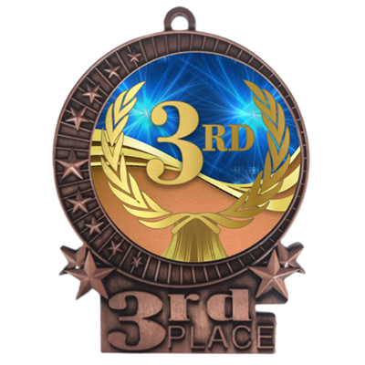 3" 3rd Place Medal with Epoxy Dome XMD-D03