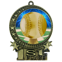 3" Baseball Medal with Epoxy Dome XMD-D05