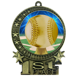 3" Baseball Medal with Epoxy Dome XMD-D05