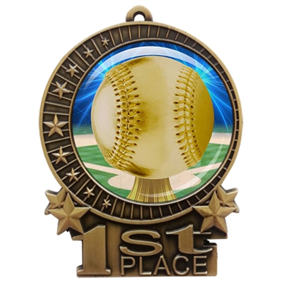 3" Baseball Medal with Epoxy Dome XMD-D05