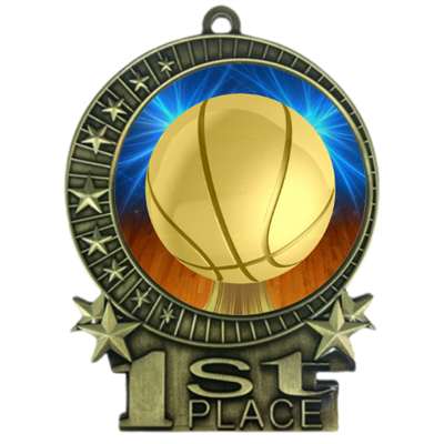 3" Basketball Medal with Epoxy Dome XMD-D10