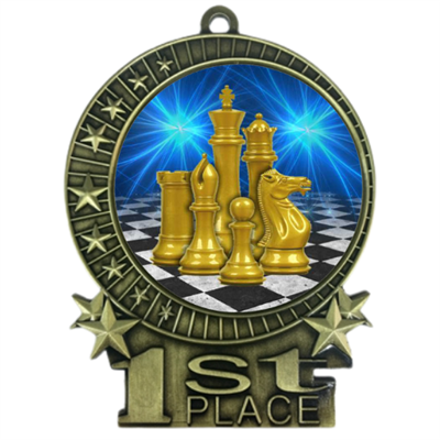 3" Chess Medal with Epoxy Dome XMD-D17
