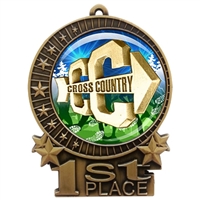 3" Cross Country Medal with Epoxy Dome XMD-D18
