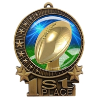 3" Football Medal with Epoxy Dome XMD-D20