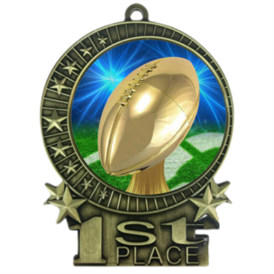 3" Football Medal with Epoxy Dome XMD-D20