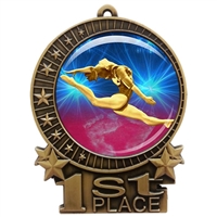 3" Female Gymnastics Medal with Epoxy Dome XMD-D22