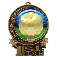 3" Soccer Medal with Epoxy Dome XMD-D30