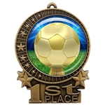3" Soccer Medal with Epoxy Dome XMD-D30