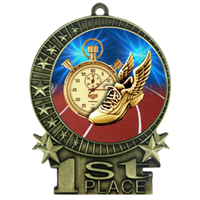 3" Track Medal with Epoxy Dome XMD-D35