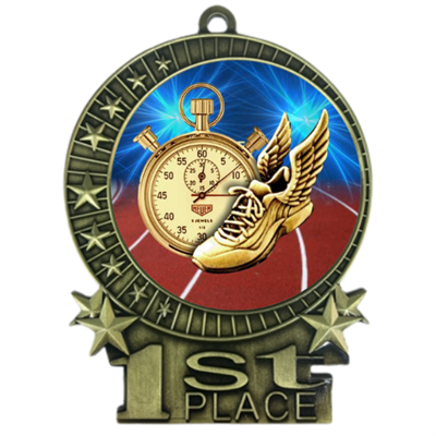 3" Track Medal with Epoxy Dome XMD-D35
