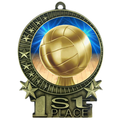 3" Volleyball Medal with Epoxy Dome XMD-D45