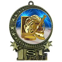 3" Ice Hockey Medal with Epoxy Dome XMD-D50