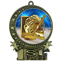 3" Ice Hockey Medal with Epoxy Dome XMD-D50