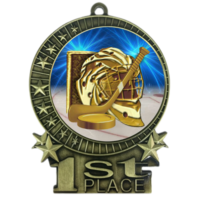 3" Ice Hockey Medal with Epoxy Dome XMD-D50