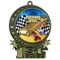 3" Pinewood Derby Medal with Epoxy Dome XMD-D70