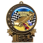 3" Pinewood Derby Medal with Epoxy Dome XMD-D70