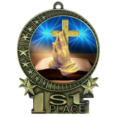 3" Religious Medal with Epoxy Dome XMD-D75