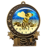 3" Spelling Bee Medal with Epoxy Dome XMD-D77