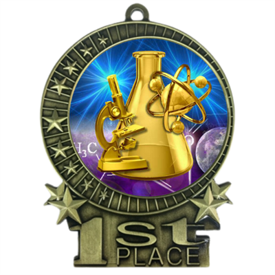 3" Science Fair Medal with Epoxy Dome XMD-D79