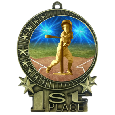 3" T-Ball Tee Ball Medal with Epoxy Dome XMD-D82
