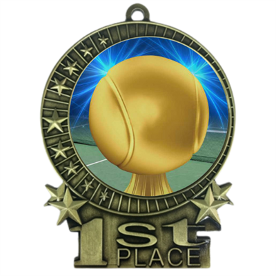 3" Tennis Medal with Epoxy Dome XMD-D84