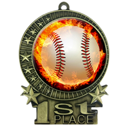 Flame Baseball Medal