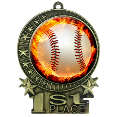 Flame Baseball Medal