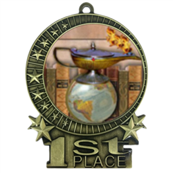3" Full Color Book & Lamp Medals