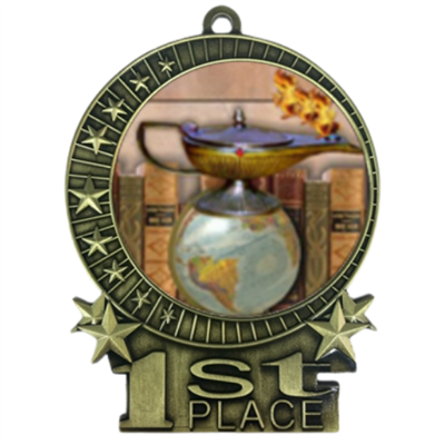 3" Full Color Book & Lamp Medals