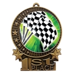 3" Full Color Checkered Flags Medals