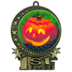 3" Full Color Halloween Pumpkin Medals