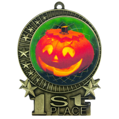 3" Full Color Halloween Pumpkin Medals