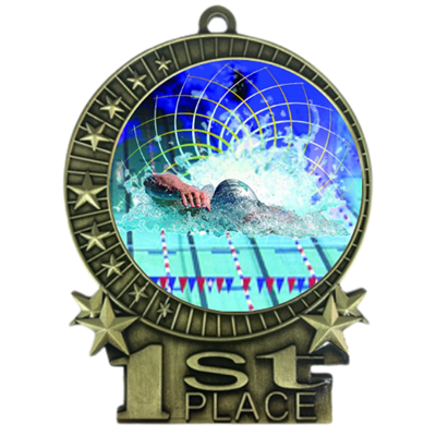 3" Full Color Swimming Medals