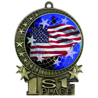 3" Full Color American Flag Medals