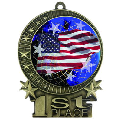 3" Full Color American Flag Medals
